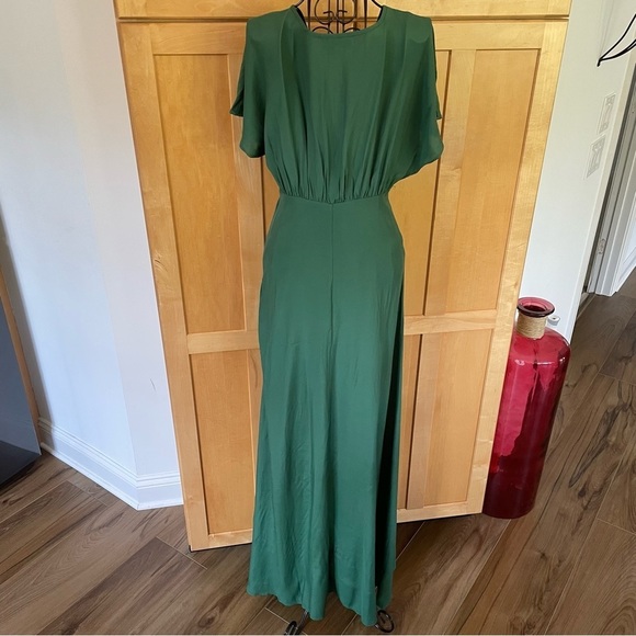 ModCloth Hunter green deep V neck short sleeve maxi Dress size XS - Picture 9 of 14